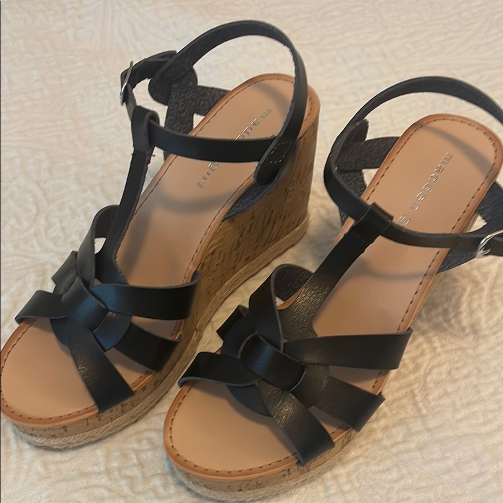 X sold! Black Strappy Wedge Sandals Madden Girl
